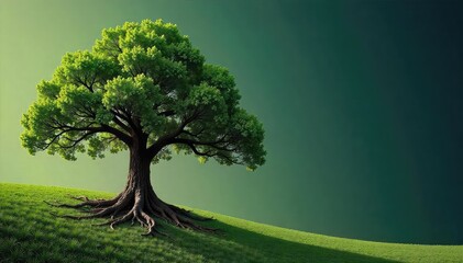 A well-established business, symbolized by a sturdy oak tree with deep roots, representing longevity, stability, and enduring success in the marketplace , company, solid, management