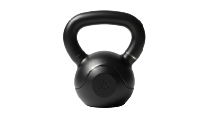 Black kettlebell for strength training isolated PNG with Transparent Background