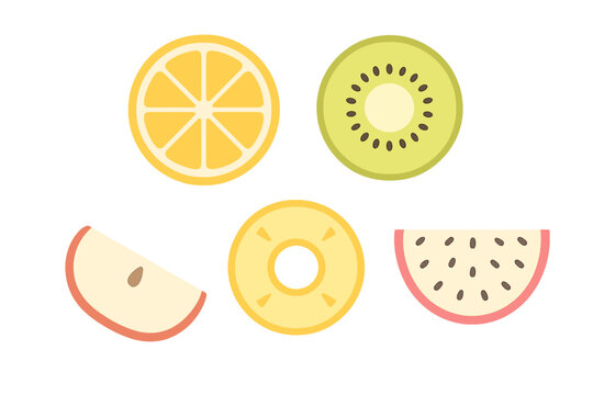Colorful fruit slices arranged in a playful design for a fresh summer vibe