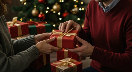 Holiday gift exchange cozy living room festive atmosphere view celebration of togetherness