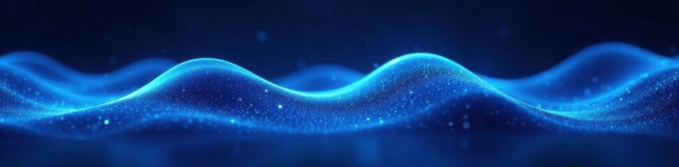 Glowing blue waves, dynamic tech flow across contrasting dark/white backdrop , light, binary, data