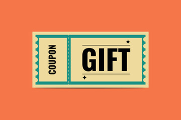  Gift coupon for a discount. Retro style sale coupon mockup design. Isolated vector illustration.