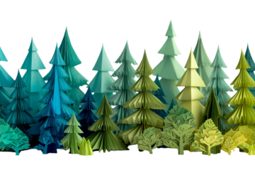 Origami Woodland PNG – Paper Art Forest Illustration