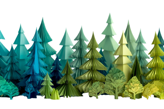 Origami Woodland PNG – Paper Art Forest Illustration