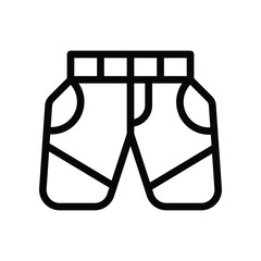 A black line drawing of a pair of shorts