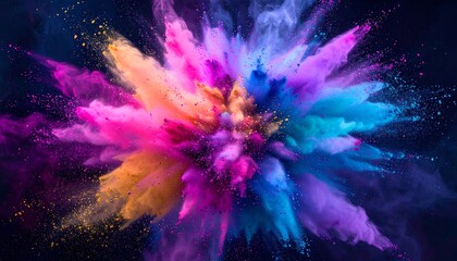 Colorful explosion of powder creates a vibrant and dynamic abstract composition