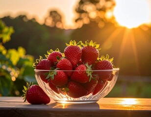 透明なグラスに入ったイチゴ