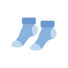 A pair of pale blue socks with a light blue toe heel and foldedover ribbed top