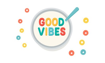 Breakfast Bowl Typography Make It Fun, Flat Vector illustration, easily editable and scalable.