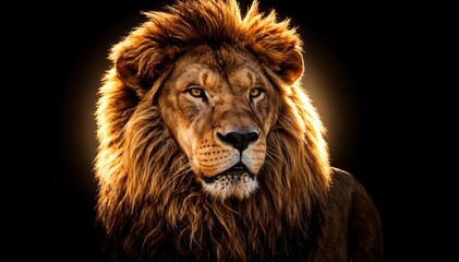 Fototapeta premium Lion Portrait with Golden Mane