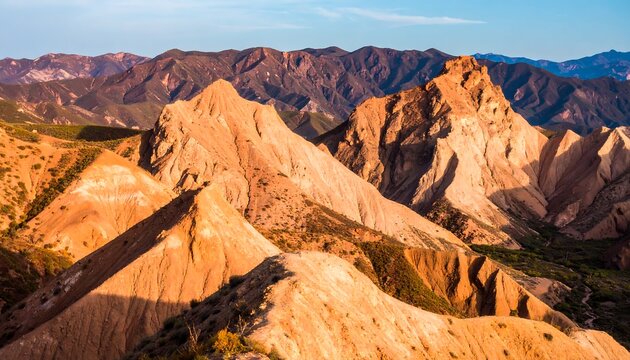 Colorful mountain range at sunset