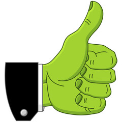 Frankenstein style hand with thumbs up, Halloween themed graphic element