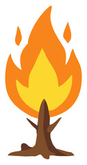 Burning tree flat illustration. Editable color vector