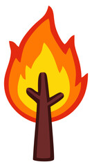 Fire tree illustration. Editable color vector