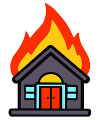 House in flames illustration. Editable color vector