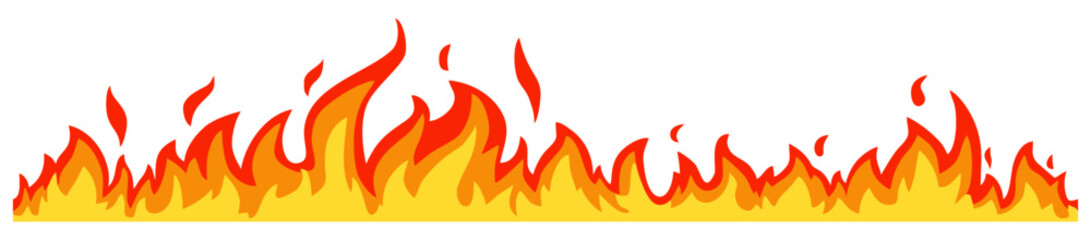 Fire flame border line seamless. Editable color vector