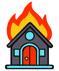 Ablaze house illustration. Editable color vector