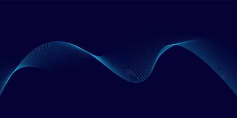 Abstract glowing wave lines on dark blue background. Dynamic wave pattern. Modern flowing wavy lines. Futuristic technology concept