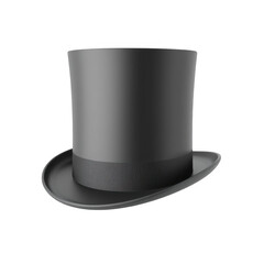 Classic black top hat with decorative ribbon band on a dark background