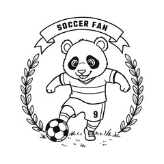 panda wearing a football uniform dribbling a soccer ball sketch © Satoru Sketches