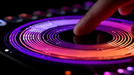 Dj Turntable with Colorful Led Lights and Touch Control in Dark Nightclub Setting