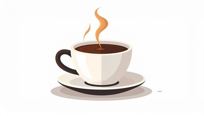 Obraz premium A vector illustration of a coffee cup with steam rising flat modern style isolated on white background 