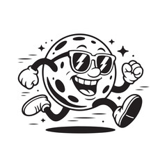 Cool moon mascot running with sunglasses