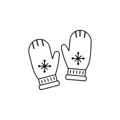 Pair of lineart mittens adorned with snowflake motifs