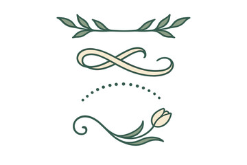 Fototapeta premium Decorative elements featuring plants, curves, and floral designs suitable for various creative projects