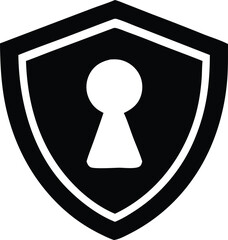 Secure shield icon with keyhole symbol for digital protection and data privacy concepts