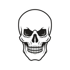 Detailed Human Skull Front View Outline
