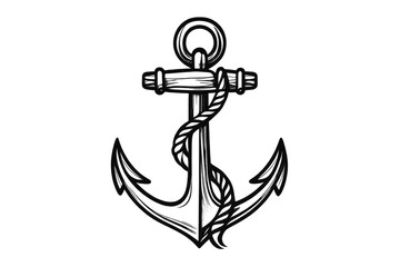 Nautical anchor drawing with rope, stability and hope symbol