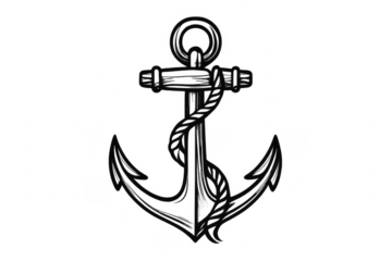 Nautical anchor drawing with rope, stability and hope symbol