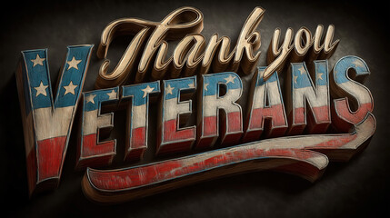 Patriotic Message Thank You Veterans With American Flags Displayed Proudly In Tribute Scene