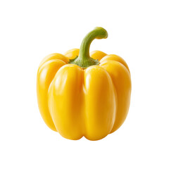 Fresh and Vibrant Yellow Bell Pepper Isolated on White Background, Ideal for Culinary and Nutrition Themes