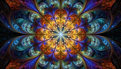 Colorful symmetrical fractal flower