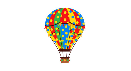 Colorful hot air balloon vector illustration decorated with polka dots and festive garlands for celebration, svg isolated on transparent background.