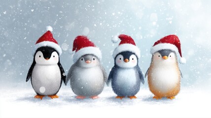 Cute Christmas animals in cartoon style