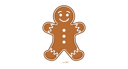 Smiling gingerbread man cookie, cheerful sweet festive holiday treat, baked dessert vector illustration svg isolated on transparent background.