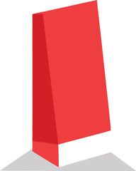 Vertical business card mockup standing upright red and white vector graphic