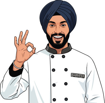 A Punjabi young chef vector illustration