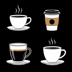 Obraz premium Four Types of Coffee Cups on Black Background