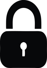 Simple black padlock icon represents security privacy data protection and unlocking access secure systems confidentiality