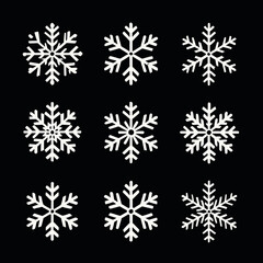 Minimalist Snowflakes on Dark Background