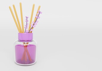 Lavender Reed Diffuser Home Fragrance with Floral Accents with white background