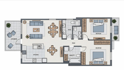 AutoCAD House Plan Vector Illustration – New Home Floor Plans for Interior and Exterior Construction AI EPS PNG JPEG
