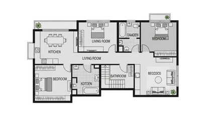 AutoCAD House Plan Vector Illustration – New Home Floor Plans for Interior and Exterior Construction AI EPS PNG JPEG

