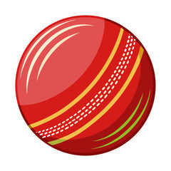 Dynamic red cricket ball illustration with modern design elements for sports promotions, team branding, or athletic event advertising, perfect for vibrant cricket themed projects