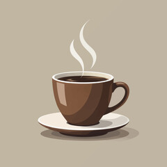 Obraz premium Steaming Coffee Cup on Saucer, Morning Serenity