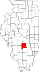 Detailed vector map of Illinois, USA, highlighting Fayette County. Ideal for data visualization and Central Illinois historical reports.

